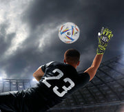 High grip match grade goalkeeper gloves for ultimate ball control and impact absorption