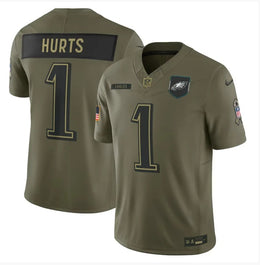 Men’s Philadelphia Eagles Jalen Hurts Olive 2025 Salute to Service Limited Jersey